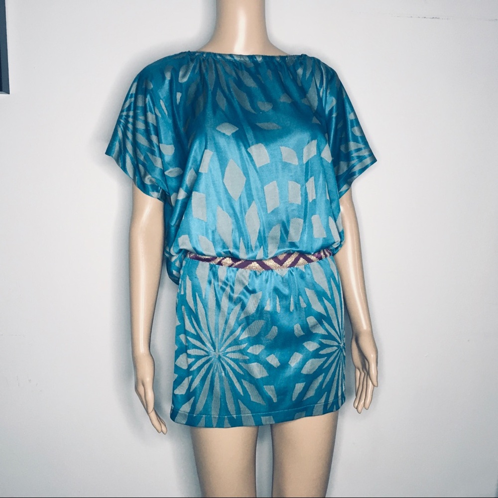 Custo Barcelona batwing sleeve shiny mini dress